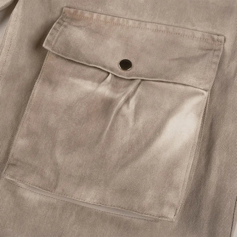 Marble dark loose A-line denim trousers with mid-waist design and zip placket opening