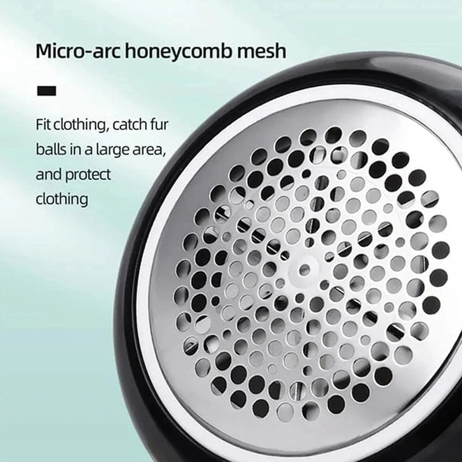 White or green USB-rechargeable electric lint remover with removable lint collection container
