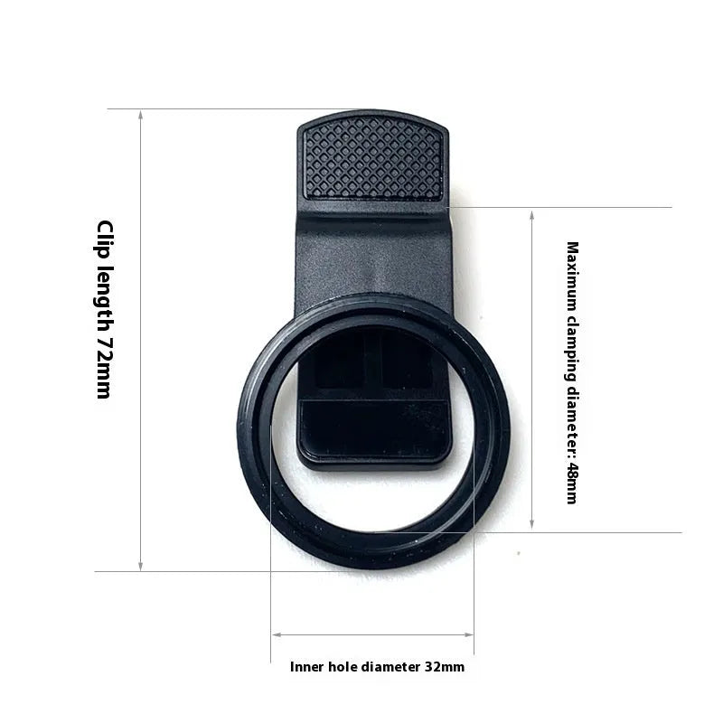 37mm universal clip phone lens filter adapter with golden or black spiral teeth and large hole for screw-on filters.