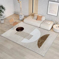 Large blended rectangular area mat with geometric pattern, about 1.3cm thick, for living room and household use.