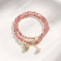 Geometric strawberry quartz crystal bracelet for women with pink stone jewellery