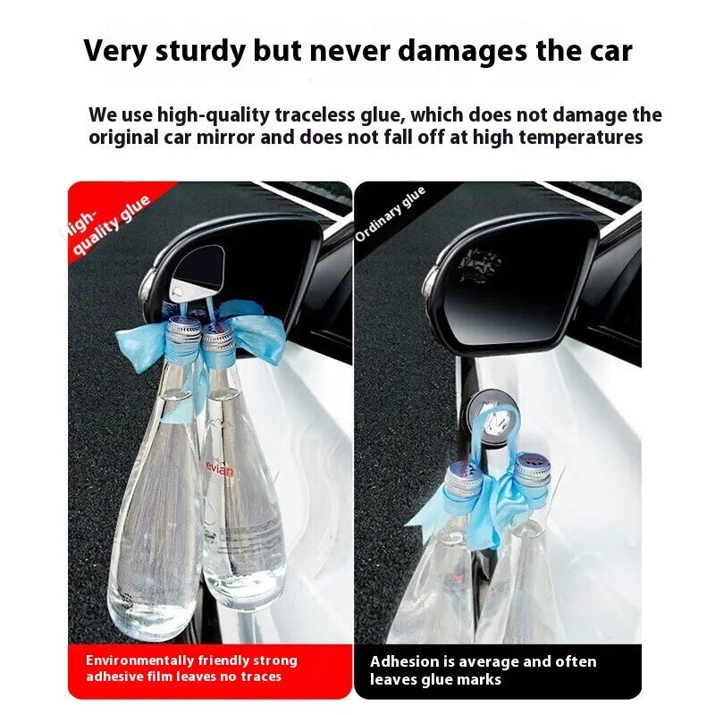 Pair of small round frameless convex car rearview mirrors with glass surface and adhesive backing