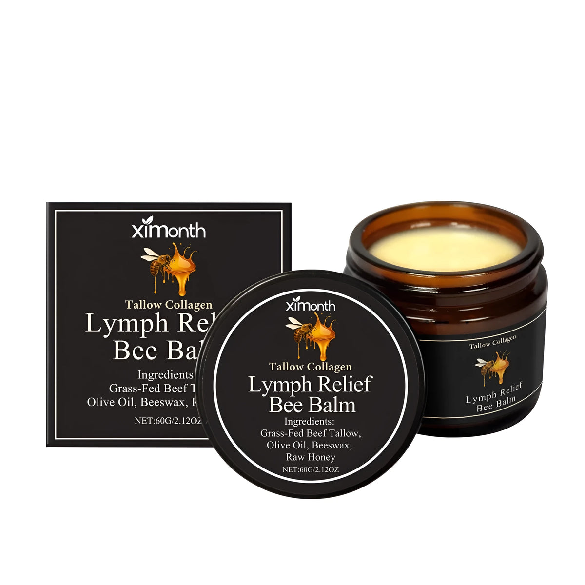 60g cow fat lymphatic soothing cream with peppermint leaves, tallow and bee venom