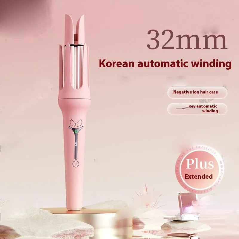 32mm automatic hair curler in pink and light purple colours with ceramic barrels