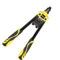 Yellow 13-inch manual rivet gun for household use with three built-in tip sizes