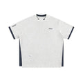 Men's waffle-textured short-sleeved t-shirt with retro alphabet embroidery in loose fit casual style
