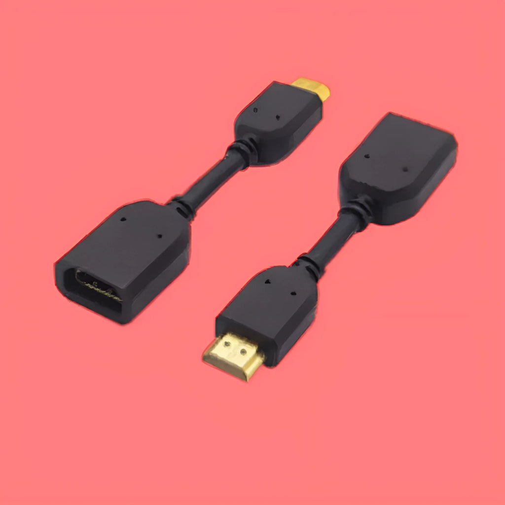 Black 10cm male to female HDMI extension cable with gold plated plug for Chromecast TV stick