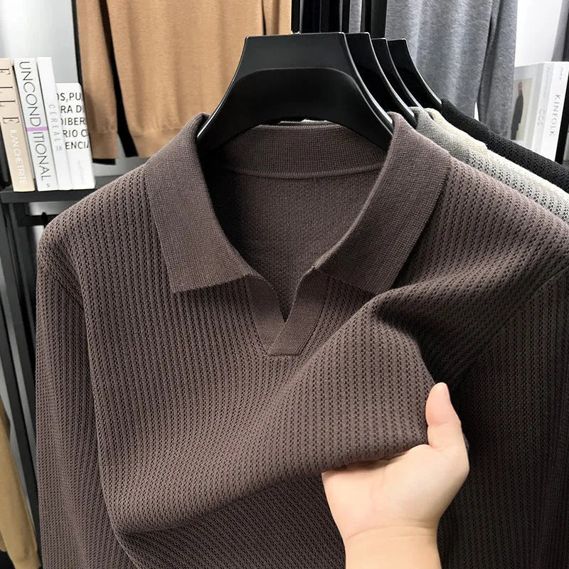 Men's loose pullover sweater in green colour showing casual pullover style and regular thickness fabric