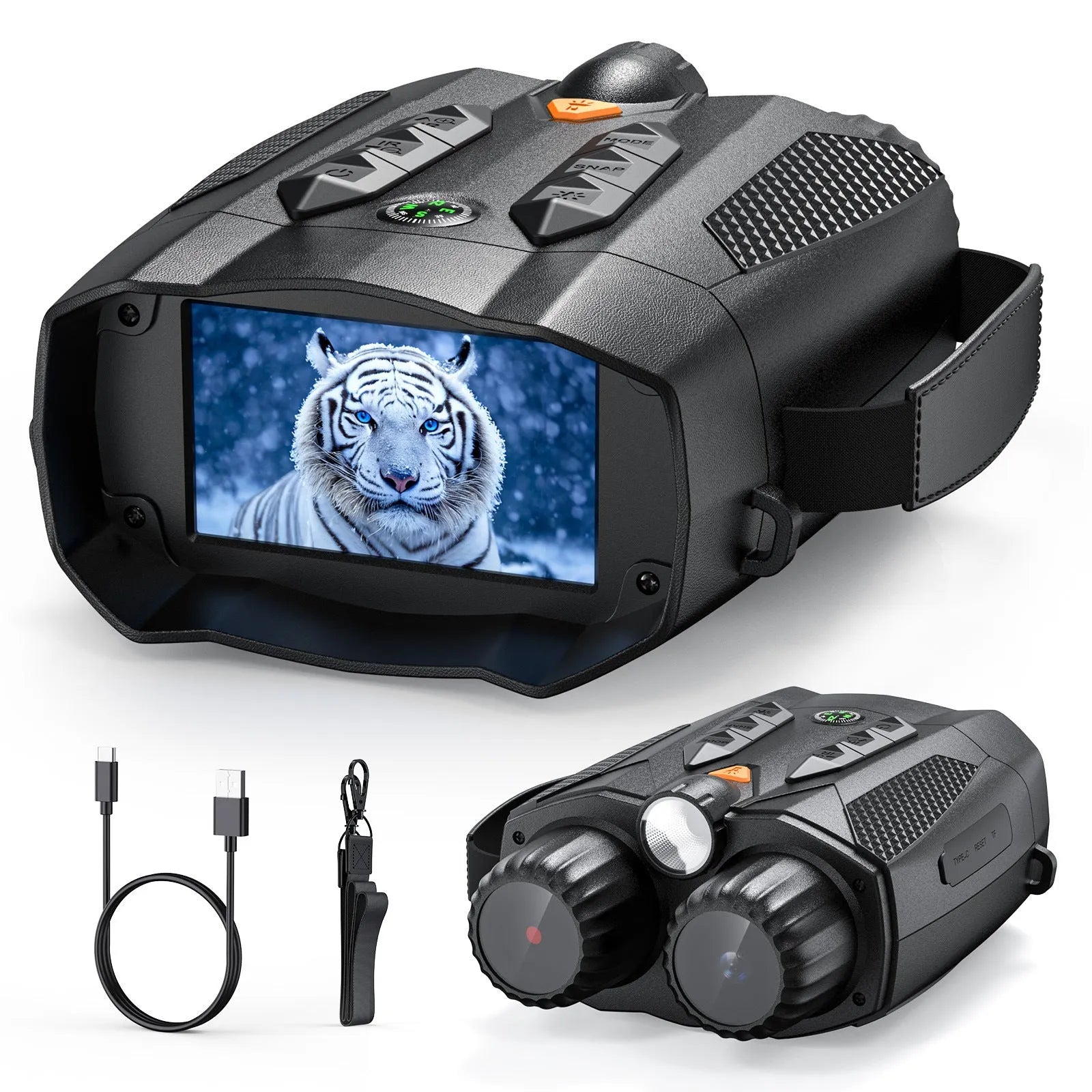 Shimmer full colour black HD double tube night vision instrument with 3-inch IPS screen and 28mm lens