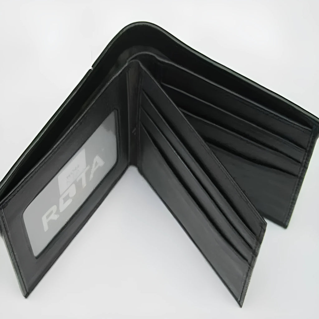 Pearl fishskin leather wallet in horizontal square shape with sewing thread detailing