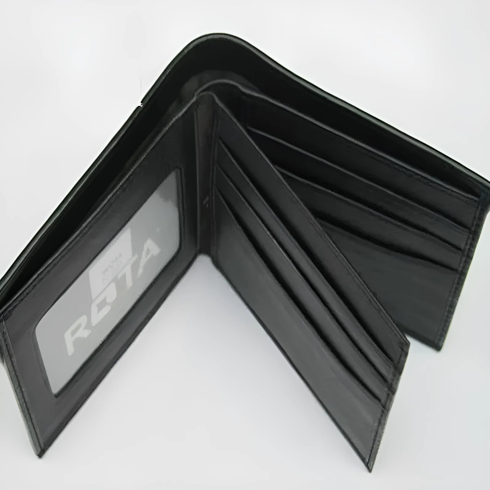 Pearl fishskin leather wallet in horizontal square shape with sewing thread detailing