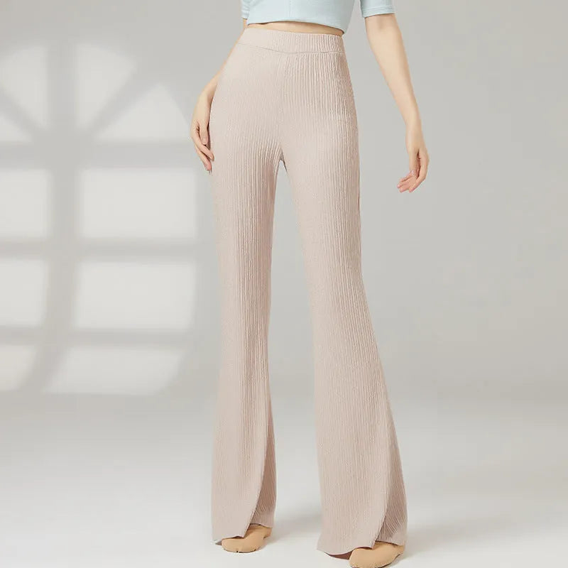 Women's solid colour dance practice trousers for classical ballet training in polyester fabric