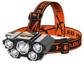 10W super bright LED head-mounted miner's lamp flashlight with adjustable head strap.