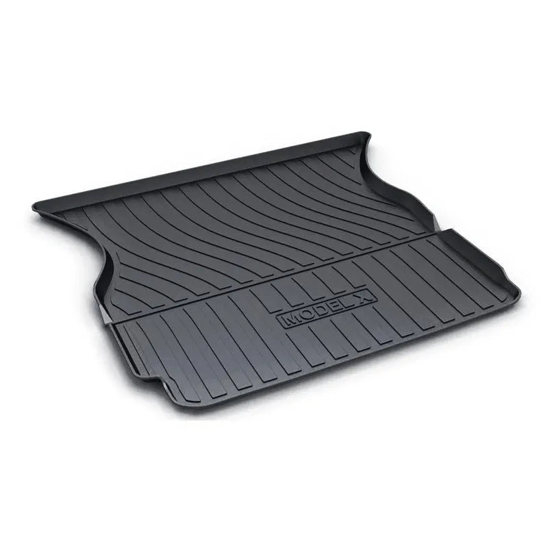 Rubber floor mats with TPE footrest designed for Tesla Model 3, Y, X, and S cars.