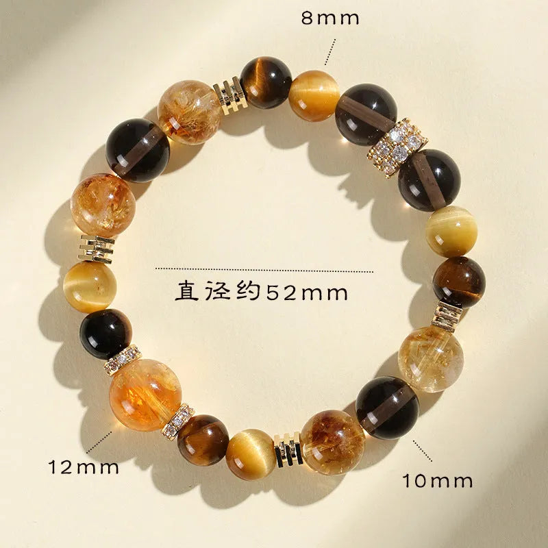 Women's natural yellow tower crystal string bracelet with 10mm artificial crystal beads