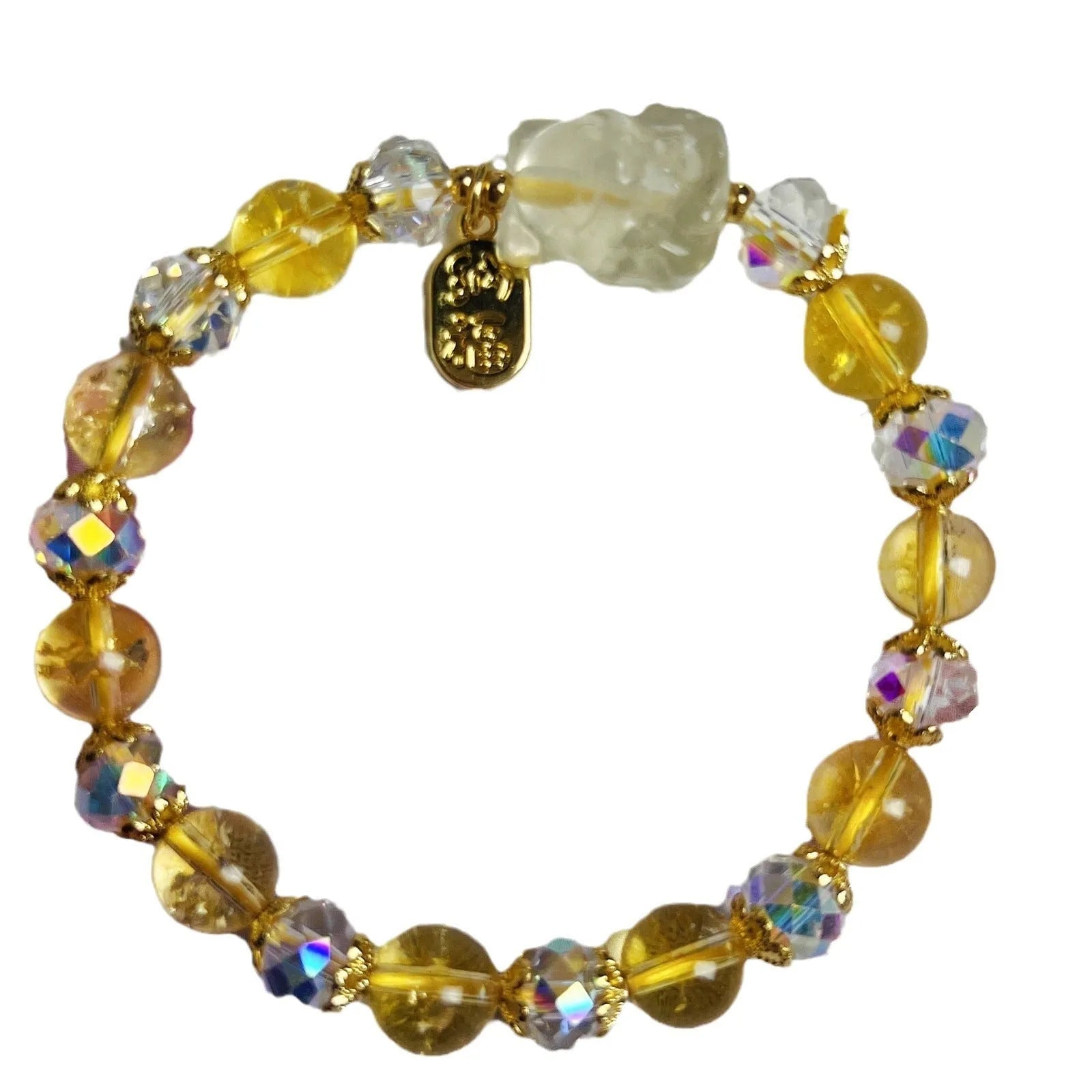 Handmade women's bracelet with citrine crystal stones in nine-tail fox design