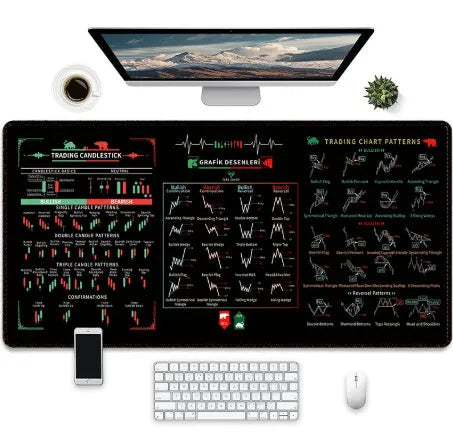 Game-themed printed rubber mouse pad with non-slip natural rubber base on gaming desk