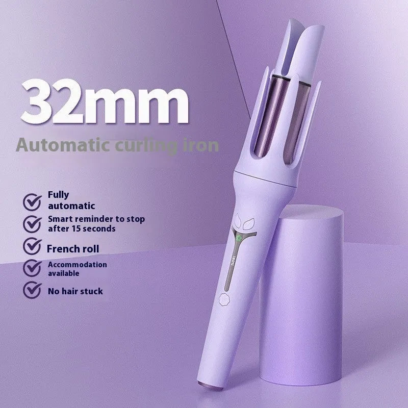 32mm automatic hair curler in pink and light purple colours with ceramic barrels