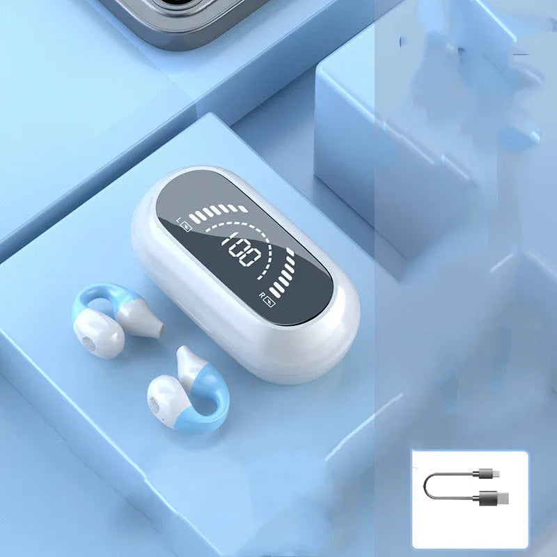 Mirror Bluetooth headset in ear clip style with black finish, featuring digital noise cancelling and waterproof build