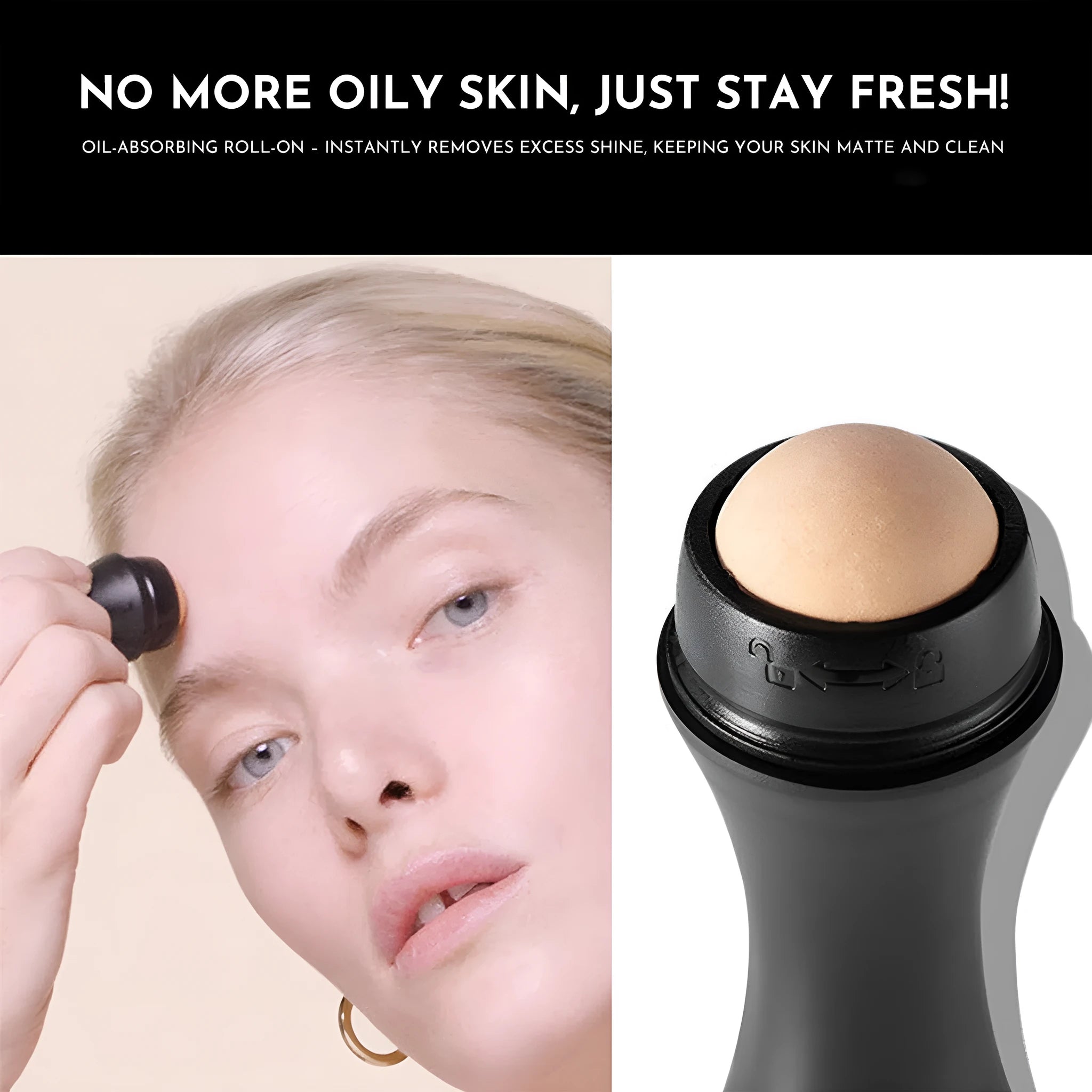A small portable volcanic stone roller for absorbing facial oil, shown in various colours on a neutral background.