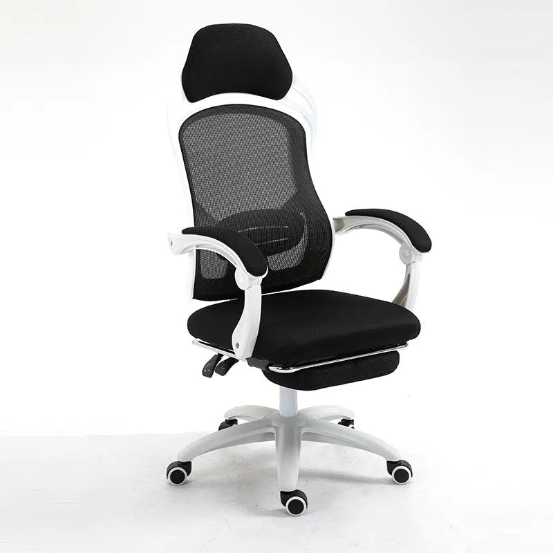 Rotating black computer gaming chair with linkage armrests and high resilience sponge seat cushion