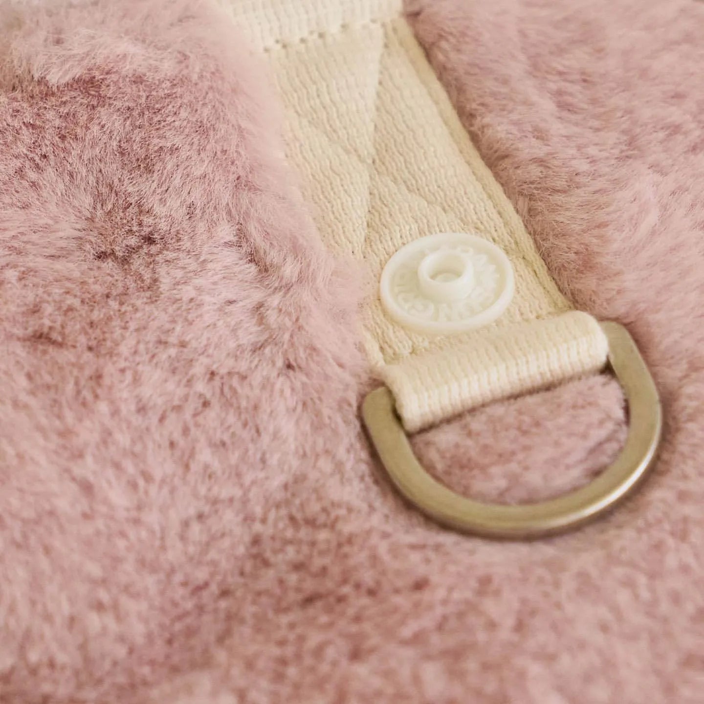 Light pink polyester dog warm coat shown in size M with casual styling