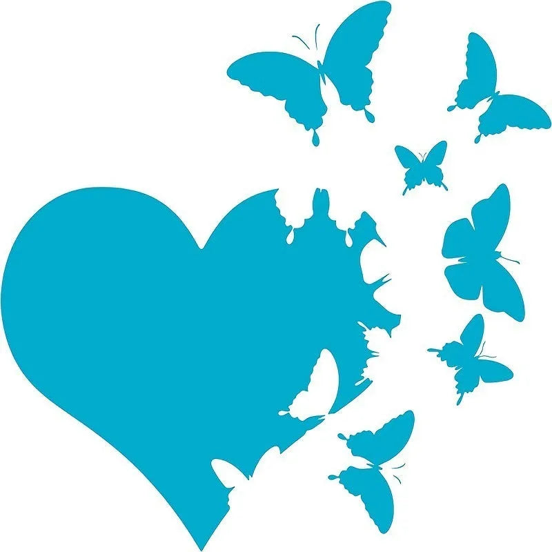 Plastic butterfly-shaped car sticker in assorted colours, 15cm square