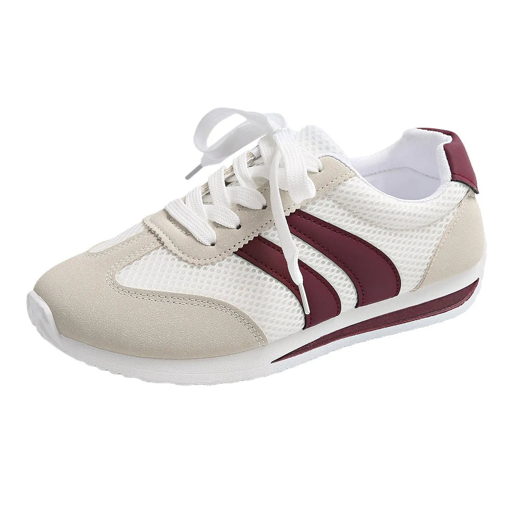 Wine red Cortez retro sneakers with cross-strap detail and mesh lining