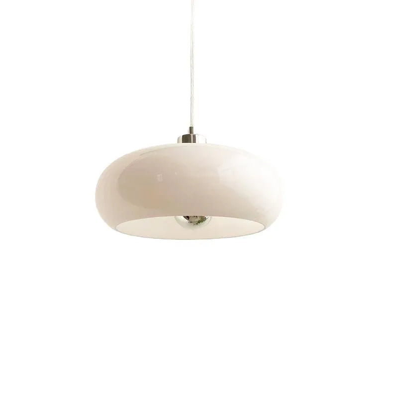 Bauhaus three headed egg tart glass pendant light in milky white retro ceiling chandelier