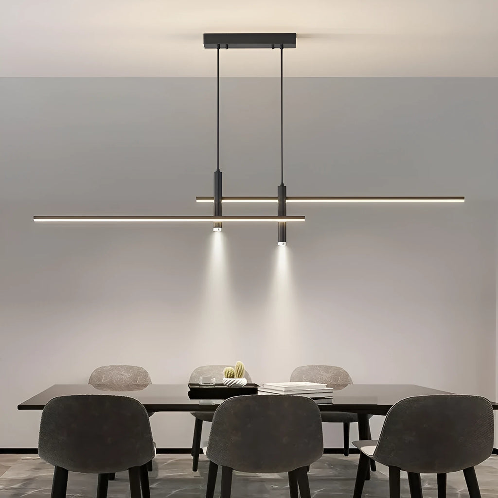 Black 120cm Nordic ceiling lamp with glass chandelier body and iron materials, 31W, for dining room or living room ceiling