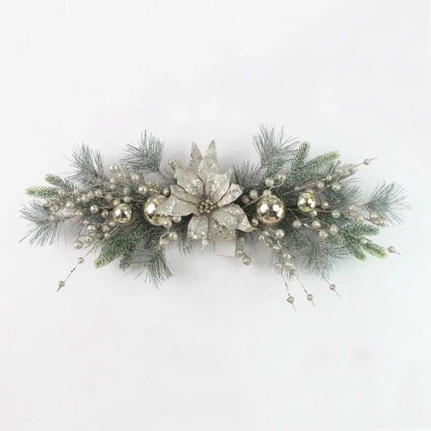 Plastic rattan upside down Christmas door hanging decoration in classical style