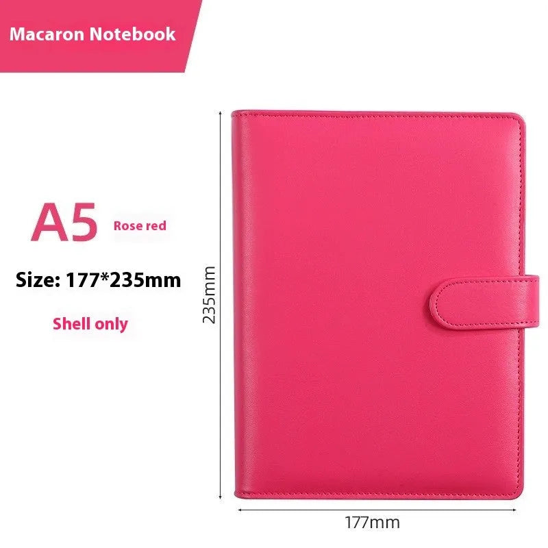A5 PU leather zipper notebook shell in multiple colour options showing zipper closure and solid colour design