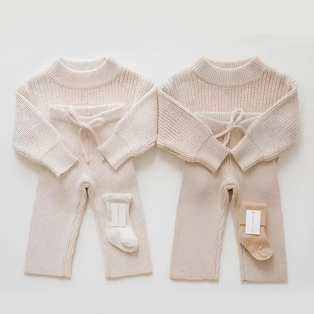 Long-sleeved solid colour Korean kids base sweater in apricot, sizes 80cm to 120cm, pullover top or pants for children.