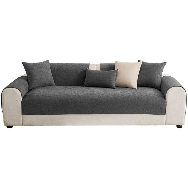 Waterproof chenille sofa cushion cover in dark gray, gray, coffee or yellow, sizes 70x70cm to 110x240cm