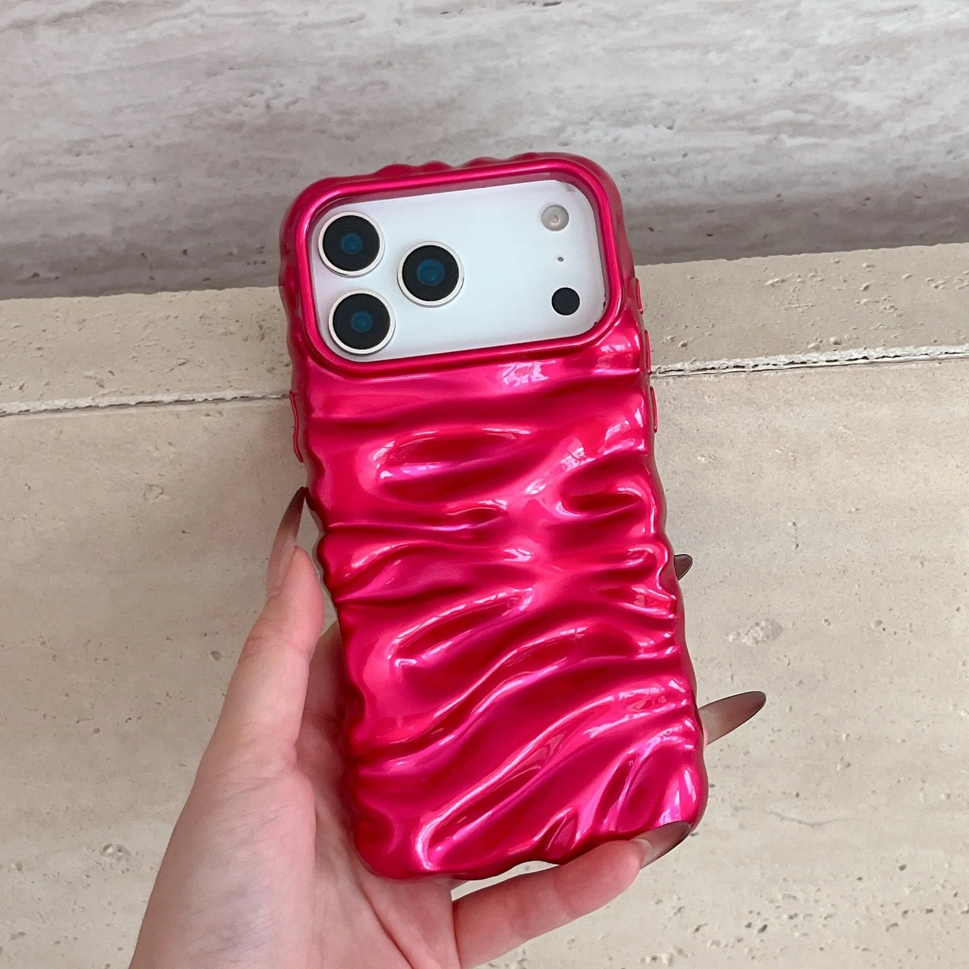 Three-dimensional pleated cream pattern TPU mobile phone case for iPhone, anti-fall anti-fingerprint, solid colour