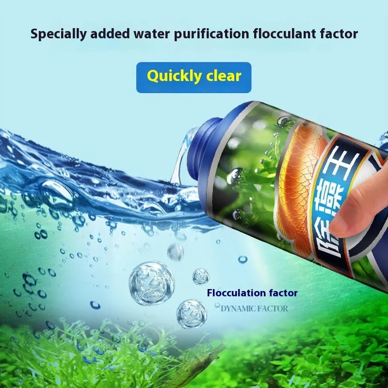 Bottle of ecological algaecide and anti-algae agent for aquarium and pond use