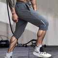 Men's cropped sports casual pants in nylon fabric with straight leg design and quick-drying properties