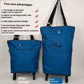 Folding shopping cart trolley bag with stainless steel frame in Black Geometry colour