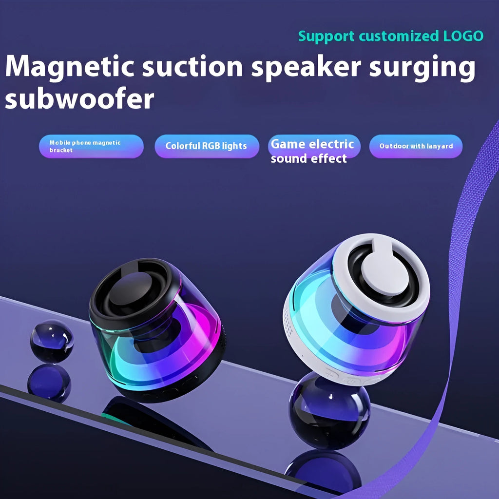 Portable magnetic Bluetooth speaker with LED lighting effects in black colour option