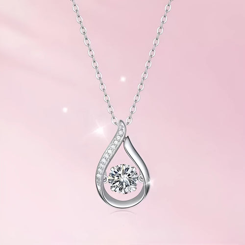 925 silver drop pendant necklace with O-ring chain in white gold colour option