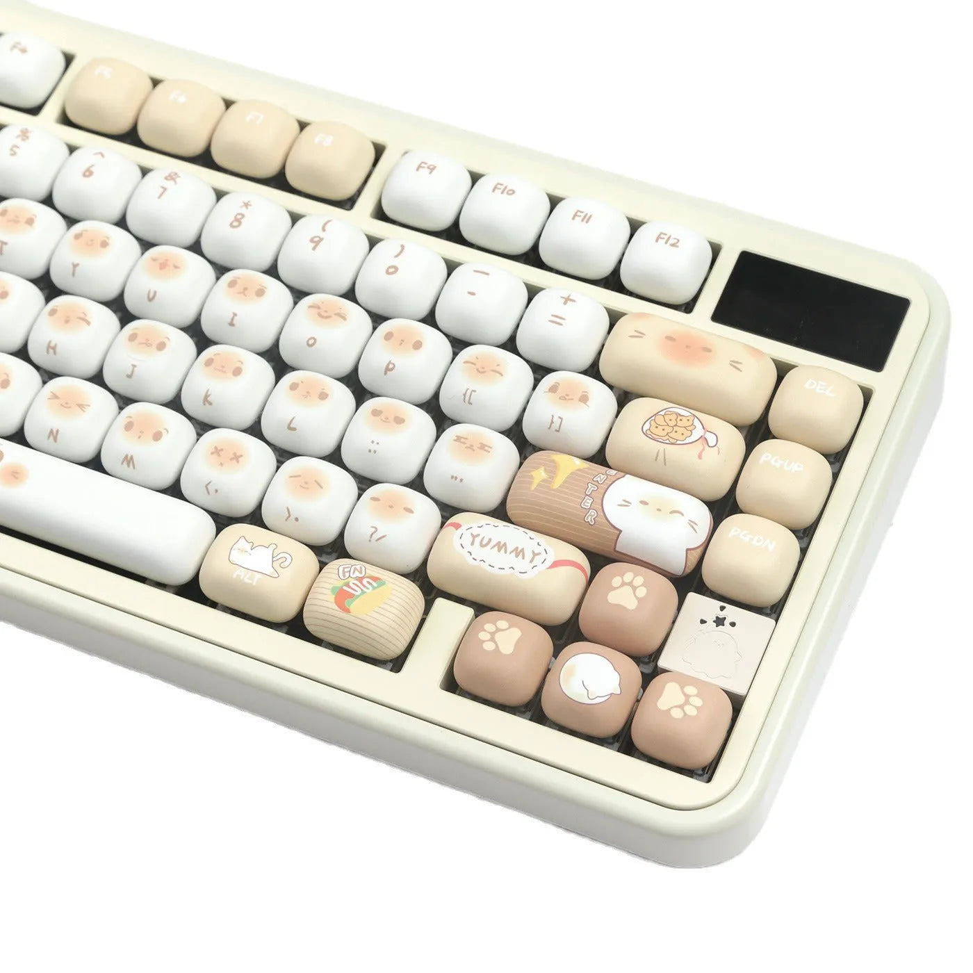 Steamed Bread cat theme mechanical keyboard keycap set with 26 PBT caps in pastel colours