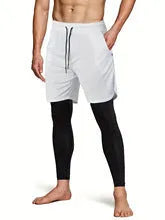 Polyester fibre fitness training running cycling bottoming pants in Army Green, loose fit, side view on mannequin