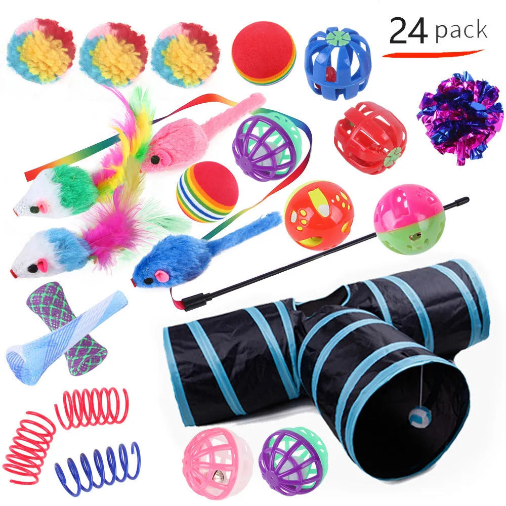 Plastic cat tunnel toy with channel design for indoor feline play in multiple colour options