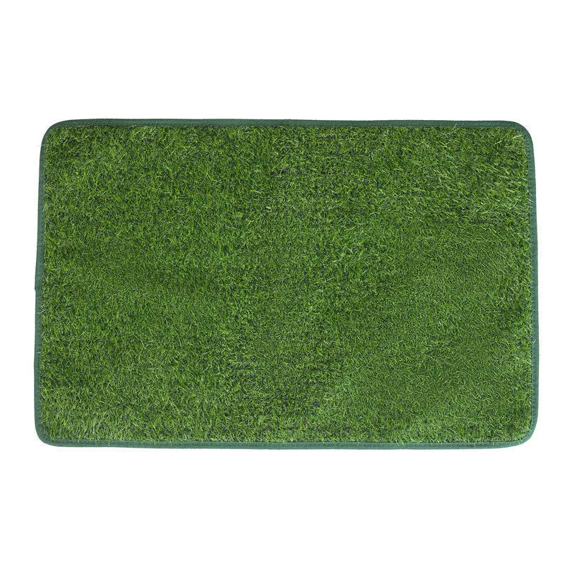 Green dog grass pee pad with realistic lawn appearance for pet toilet training