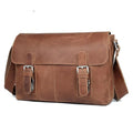 Vintage leather crossbody bag for men in brown first layer cowhide with wear-resistant finish