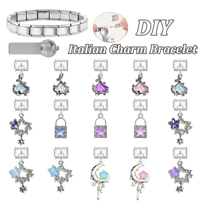Small stainless steel pendant charm for bracelet modules, 1X0.9cm, electroplated DIY ornament accessory