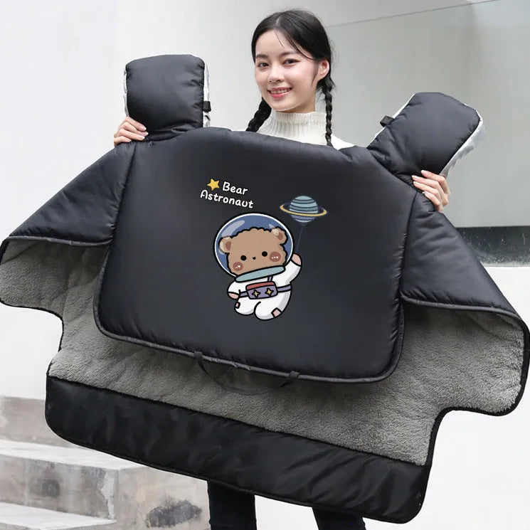 Electric car windshield cover with thick velvet insulation and PVC, integrated hand-applied windscreen cover in beige pink grey or black