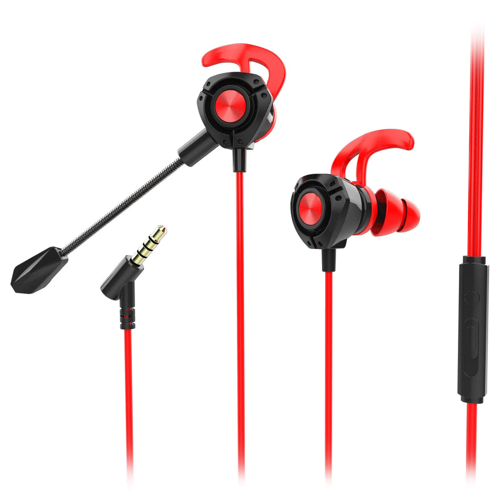 Blue e-sports wired headset with microphone and 3.5mm plug on white background