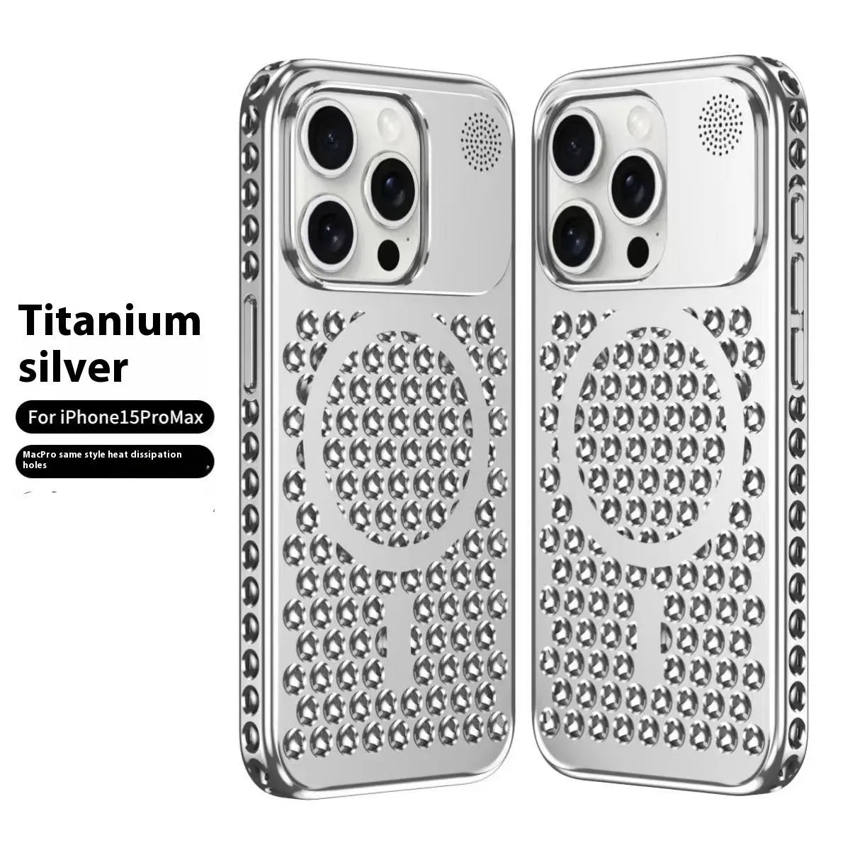 Electroplating magnetic suction heat dissipation phone case for iPhone 15 Pro and Pro Max in titanium colours