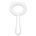 Blue and white double-sided pet grooming brush with deshedding comb and massage side